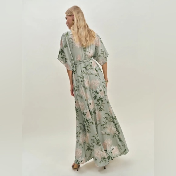 NEW Reformation Winslow Wrap Dress Pergola Floral Green | size XS - Picture 4 of 14